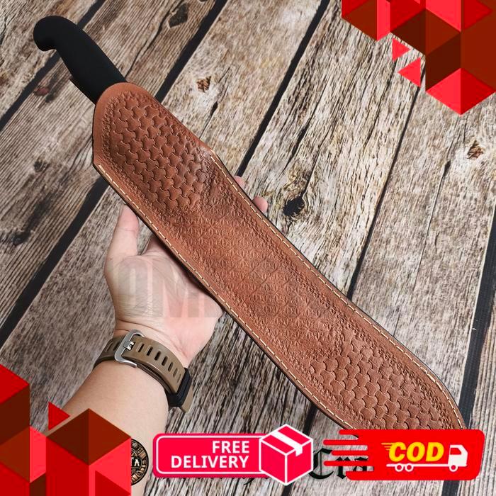 Sarung pisau kulit asli motif untuk pisau butcher bullnose victorinox tramontina 20 - 36 cm original