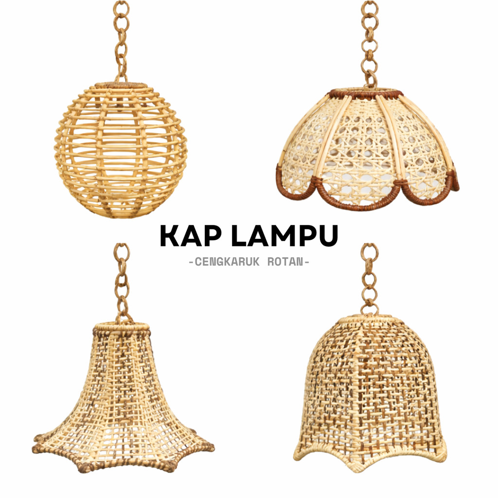Tempat Kap Lampu Rotan Gantung, Fitting Lampu Estetik Minimalis & Kokoh untuk Dekorasi Interior