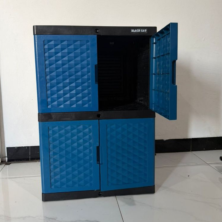 [MT] LEMARI PAKAIAN 2 SUSUN 4 PINTU Diamond Plastik Rak Baju Tingkat Jumbo Pintu Serbaguna untuk ana
