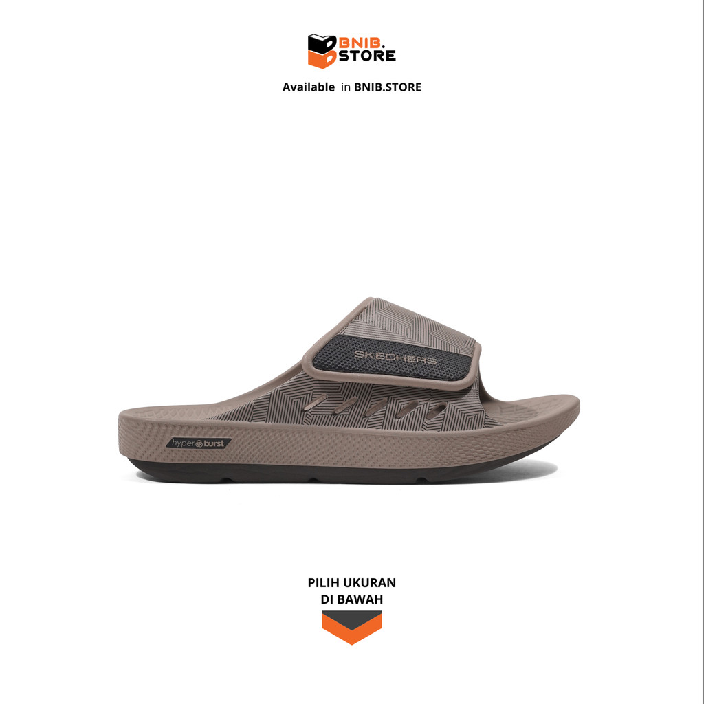 Skechers Sandal Selop Pria Go Recover Refresh Track Down Taupe [229191DKTP] Original