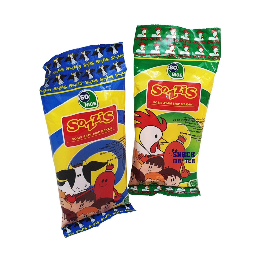So Nice Sozzis Sosis Siap Makan - Netto 75 Gr (Isi 3 Pcs).