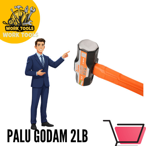 Kapusi Palu Godem Batu Beton Tembok 2 LB Palu Godem/Bogem/Godam Gagang Fiber
