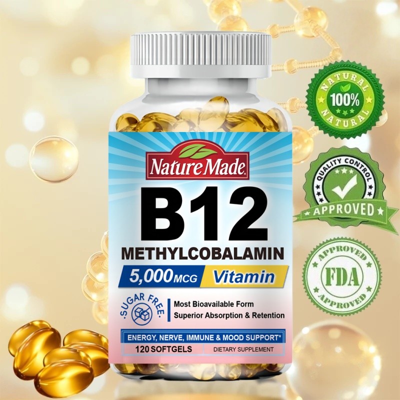 NatureMade Vitamin B12 Methylcobalamin 5000mcg - 120 Softgels untuk Tingkatkan ENERGI & Lawan Lelah,