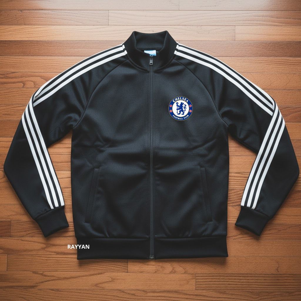Chelsea Tracktop Jacket Football Club Liga Inggris Jaket Olahraga Outdoor Motif List 3 Tangan Sz M-X
