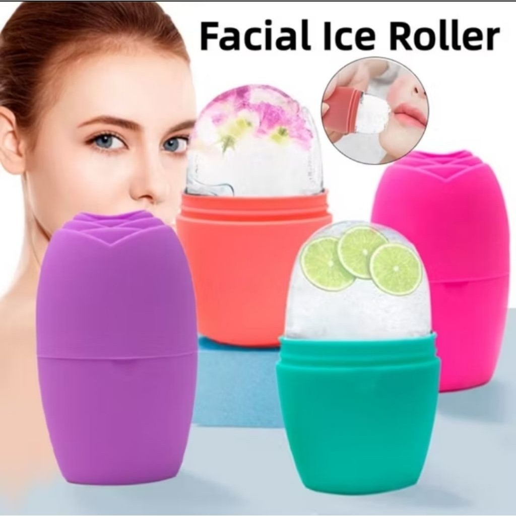 Facial Ice Roller Contour Holder Ice Ball Face Massager Alat Pembersih Wajah Silikon Perawatan Kulit