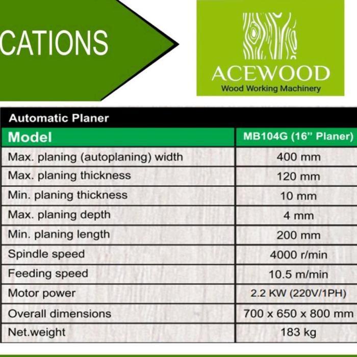 Mesin Planner Duduk Mesin Serut Otomatis Duduk Acewood Oscar Tbk