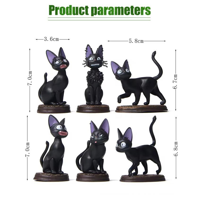 ZENID 6PCS/SET Studio Ghibli Kiki's Delivery Service JIJI Figure Miniatur Topper Cake