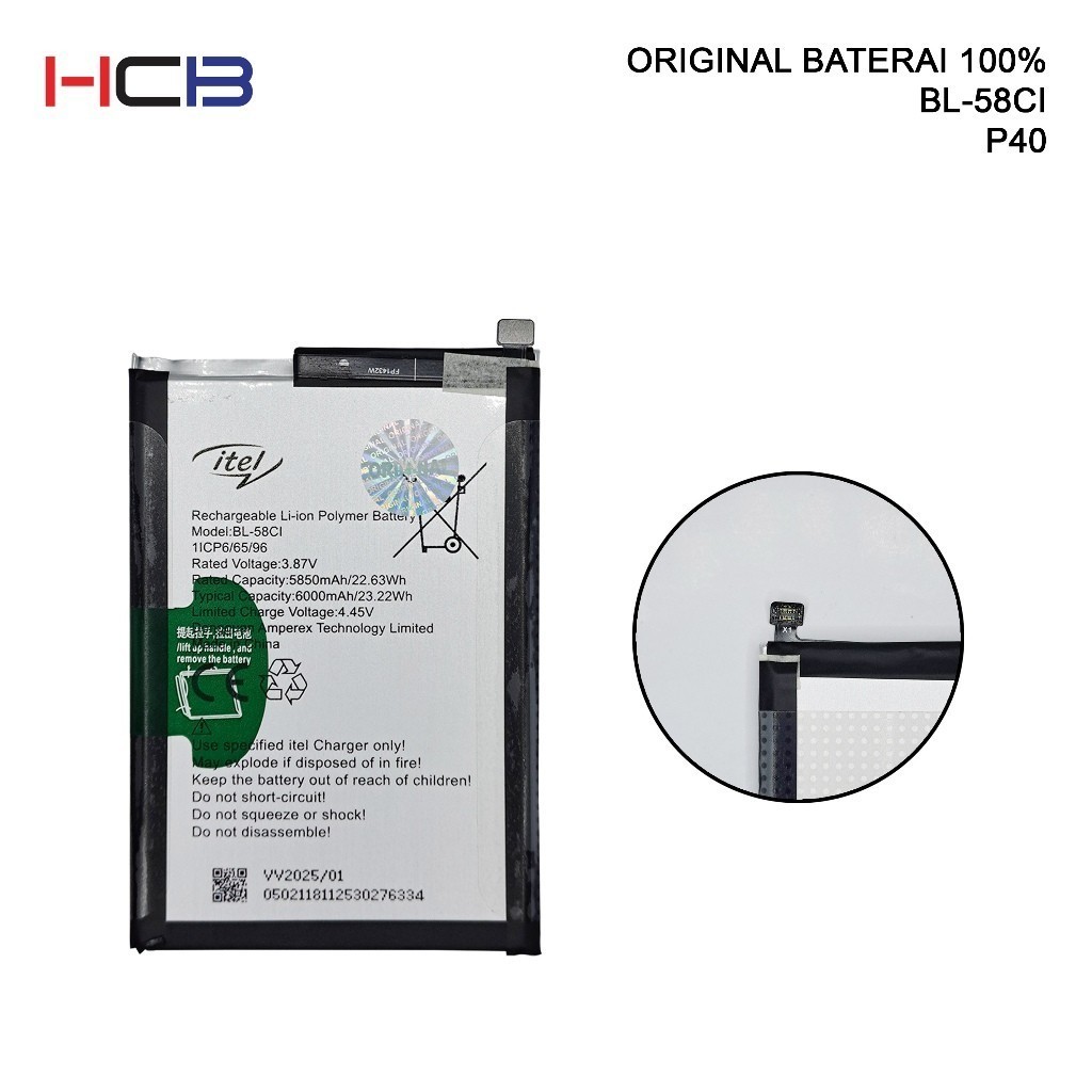 Baterai ORIGINAL HCB ITEL BL-59CI ITEL P40 ORIGINAL 100% Battery Batteray Batere Batrai Batre Btr Ba