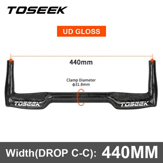 TOSEEK Full Carbon TT Handlebar 400/420/440mm Gravel Road Bike Handlebar Ultralight Bicycle TT Handl
