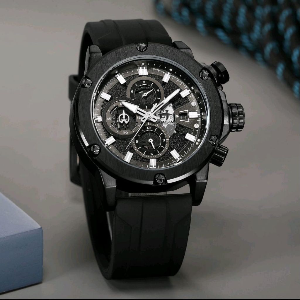 BUY 1 GET 1..JAM TANGAN PRIA ORIGINAL CHRONO AKTIF SEMUA EVANS JAYDEN 9616 RUBBER