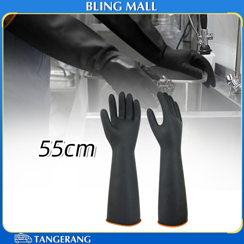 55cm Sarung Tangan Gloves Karet Rubber Industrial Kenyamanan Dan Fleksibilitas Alkali Resistant Rubb