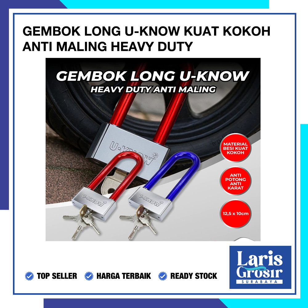 Gembok Besi Panjang Long U-Lock 86mm Gembok Motor & Motor Listrik Heavy Duty Anti Maling Laris Grosi