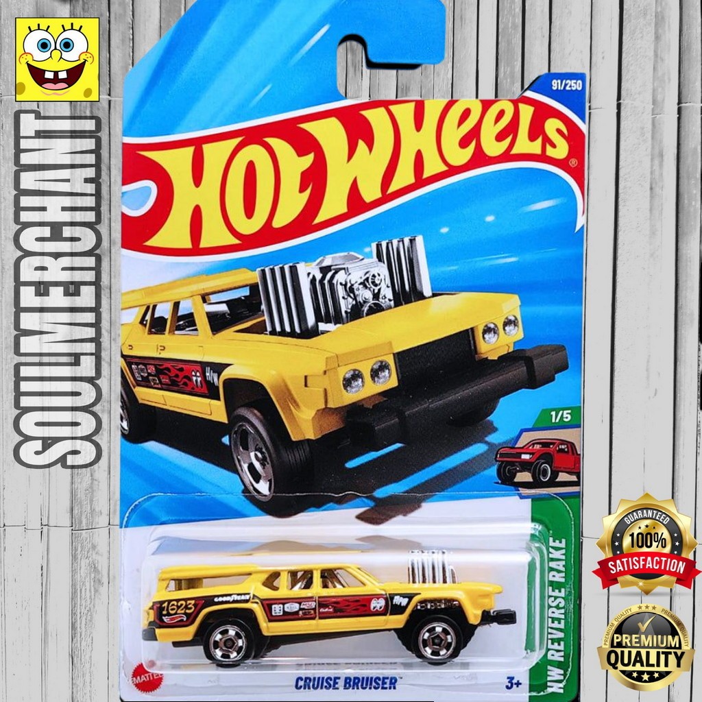 Hot Wheels Cruise Bruiser Kuning Diecast Mobil Hotrod