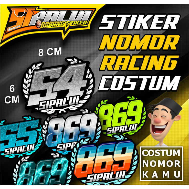Stiker Custom Nomor Racing Nama Dan Nomor Sendiri Cetak Bahan Graftac Cutting