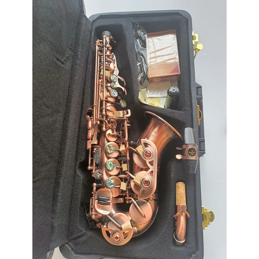 New Curved Soprano Saxophone S-991 Red Antique Copper Professional Sax