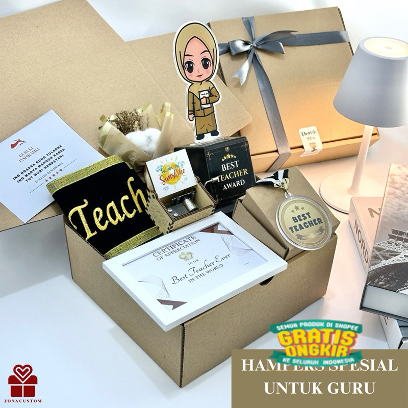 Kado Hampers Guru - Hampers Spesial Hari Guru - Medali Guru - Sertifikat Untuk Guru - Hadiah Perpisa