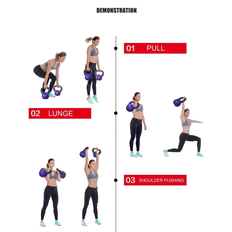 China Factory Colored Competition Kettlebell 24kg Vinyl Kettlebell Set