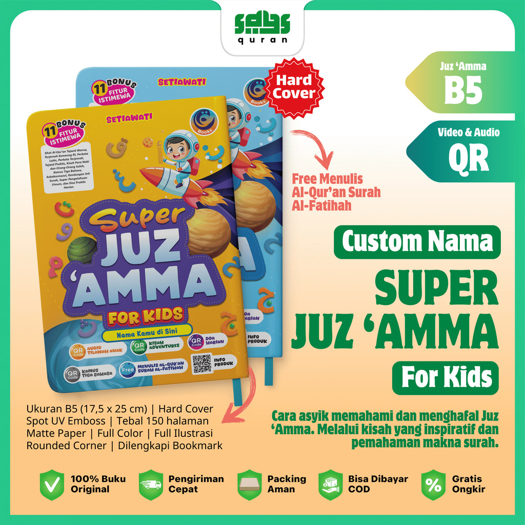 Alqosbah - Super Juz 'Amma for Kids - Juz Amma lengkap Ilustrasi, Tajwid, dan Terjemah 3 Bahasa