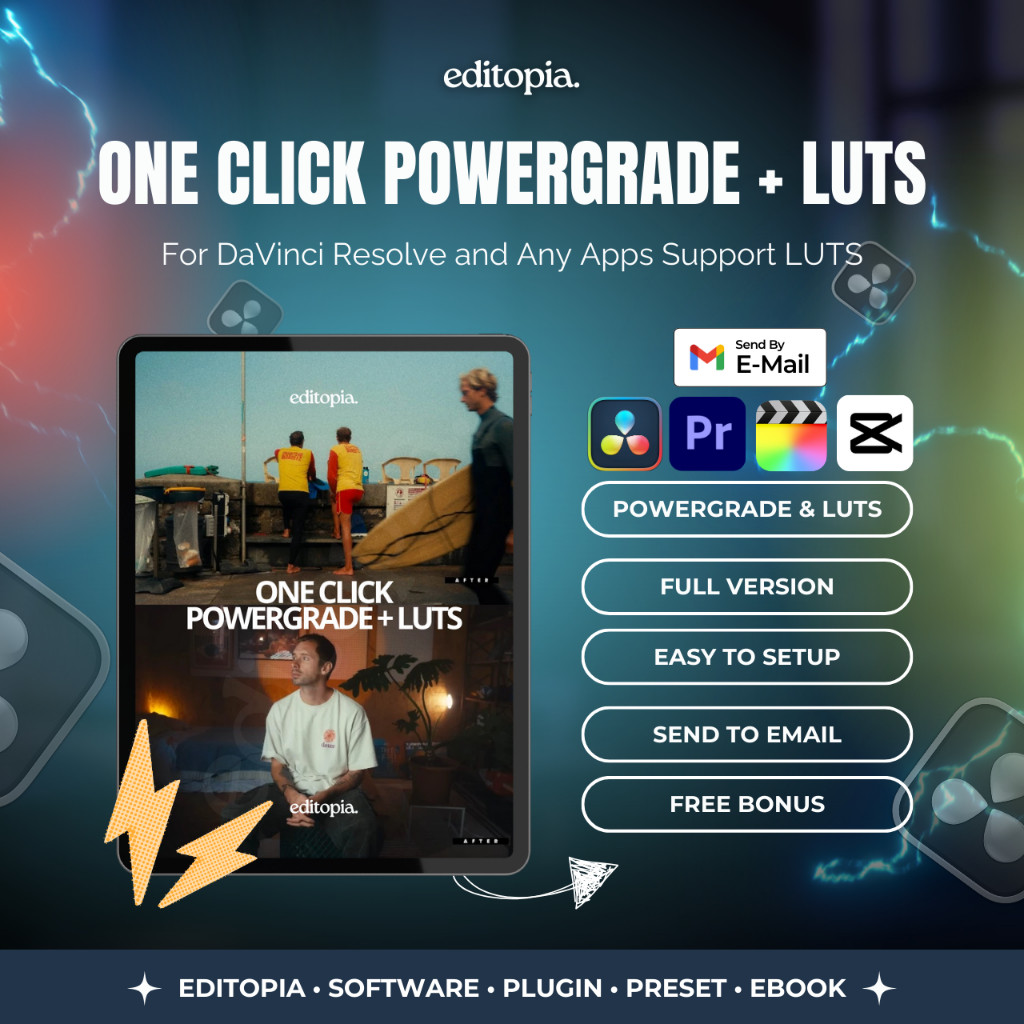 (Win/Mac) One Click Powergrade + LUTs For Davinci Resolve, Premiere Pro, Final Cut Pro, Capcut, Dll