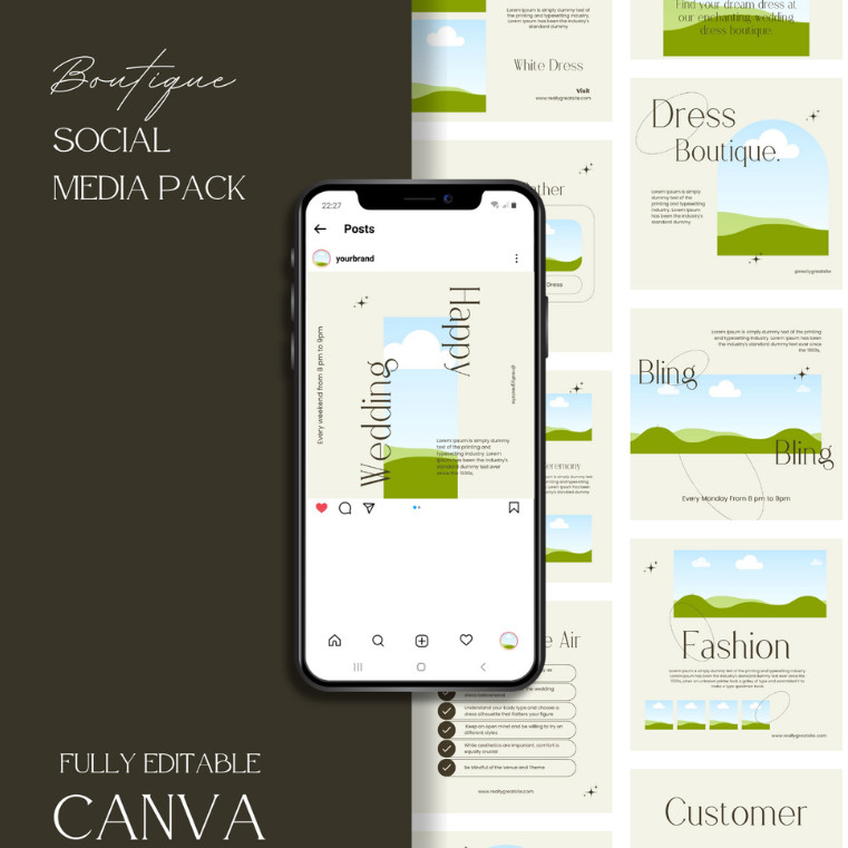 Desain 50 Template Canva Instagram Feed/Post Boutique | Premium Design for Boutique |  Bisa Diedit d