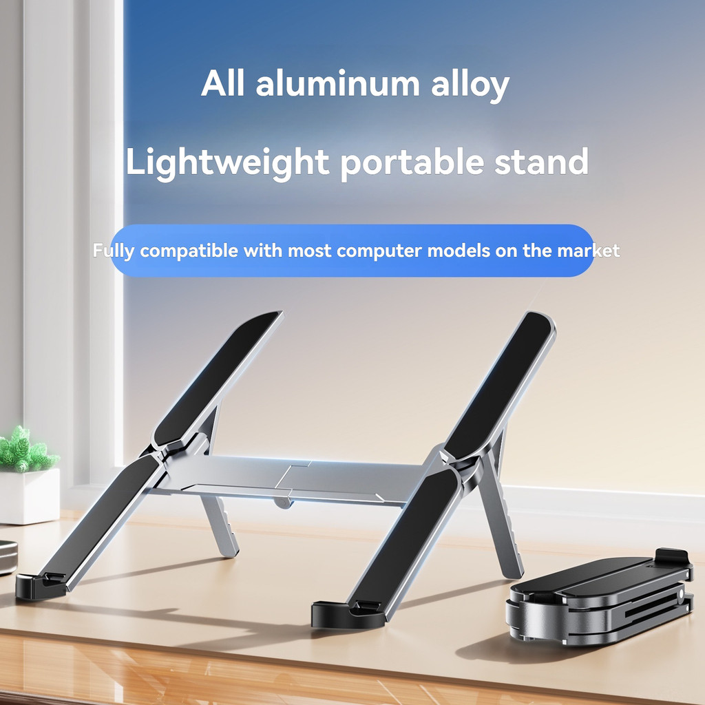Metal Mini Foldable Laptop Stand Adjustable Angle Portable Notebook Holder for 10-17 Inch Laptops Id