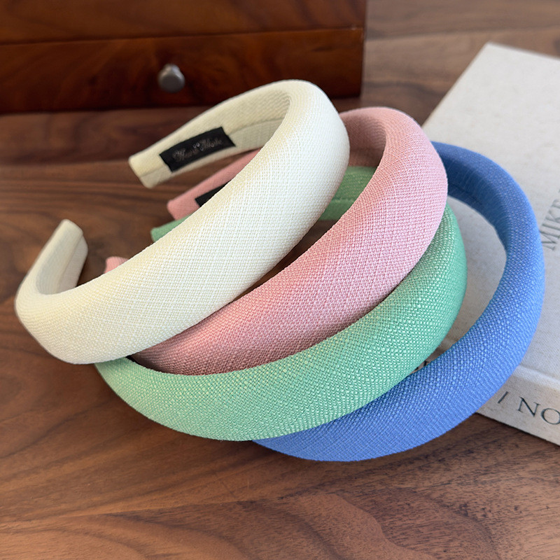 Solid Color Cotton Liner Hair Bands for Women Retro Sponge Hair Hoop Headbands Female Hair Accessori