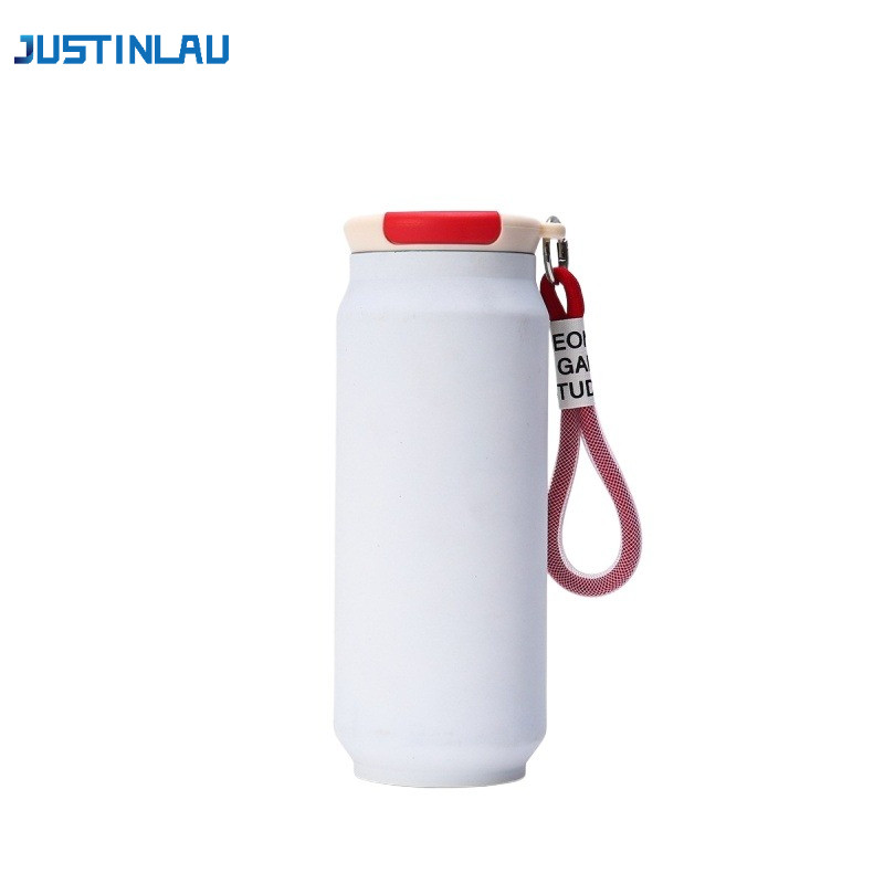 JUSTINLAU 500ml Thermos Cup Coffee Mug Pop Can with Rope Vacuum Flask Stainless Steel Travel Mug The