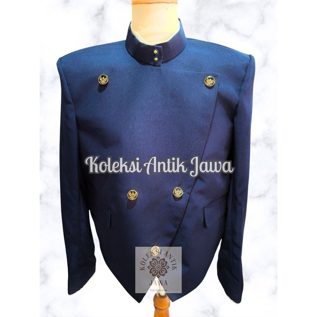 Beskap Jawa Solo Krowok Alusan Warna Biru Navy