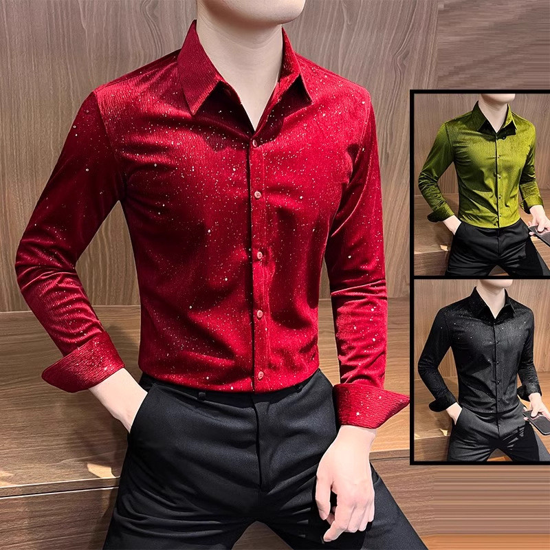 Kemeja lengan panjang pria, kemeja streetwear trendi untuk pria