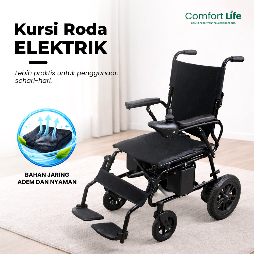 Kursi Roda Elektrik Lipat Otomatis Ringan untuk Dewasa & Lansia