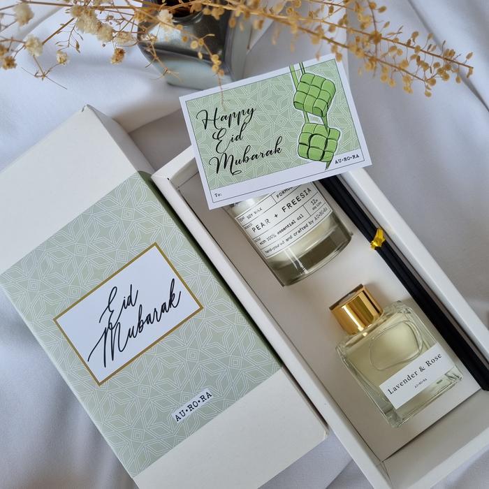 Promo Aurora Scent Reed Diffuser and Candle Gift Set Eid Hampers Lebaran - Basic Packaging
