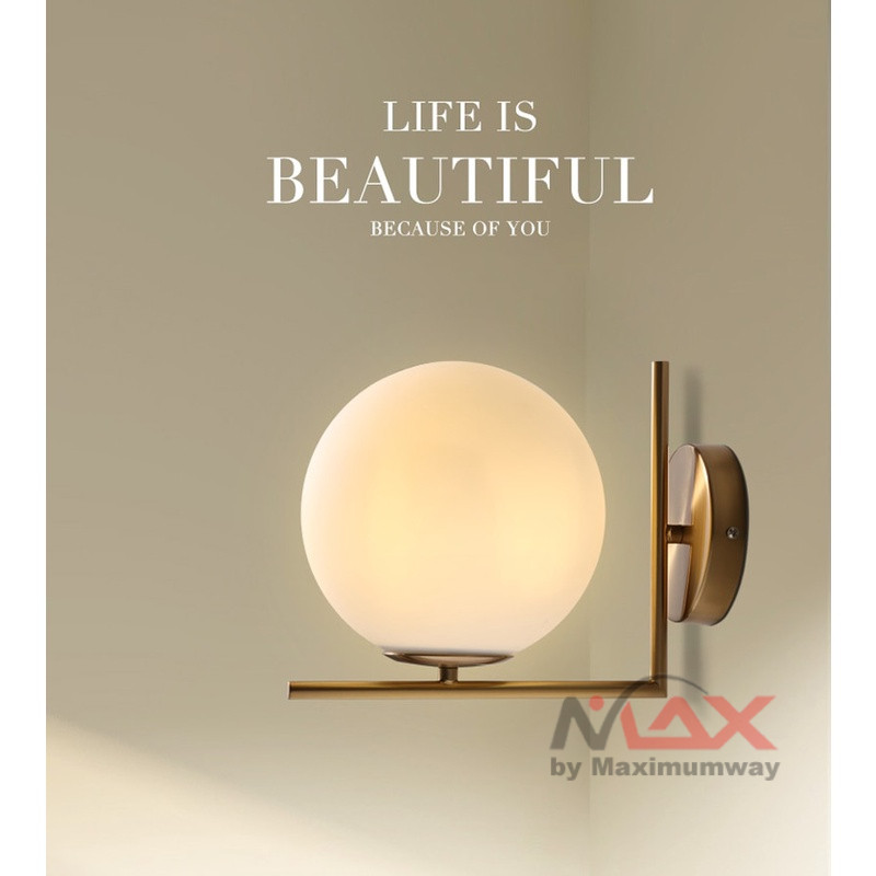 Nordic Lampu Hias Dinding Model Antik Bola kaca 220V untuk Koridor & Kamar Tidur frame besi