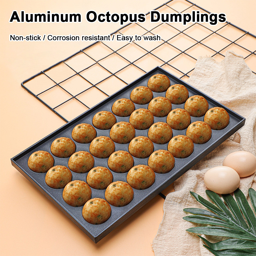 Wajan Takoyaki Aluminium Anti Lengket, Wajan Panggang Bakso Gurita, Alat Pembuat Takoyaki Dapur, Loy