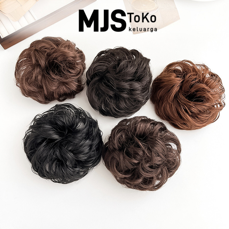 MJS toko Konde Rambut Palsu Instan Sanggul Keriting Aksesoris Rambut Wanita Elegan Praktis Mudah Dip