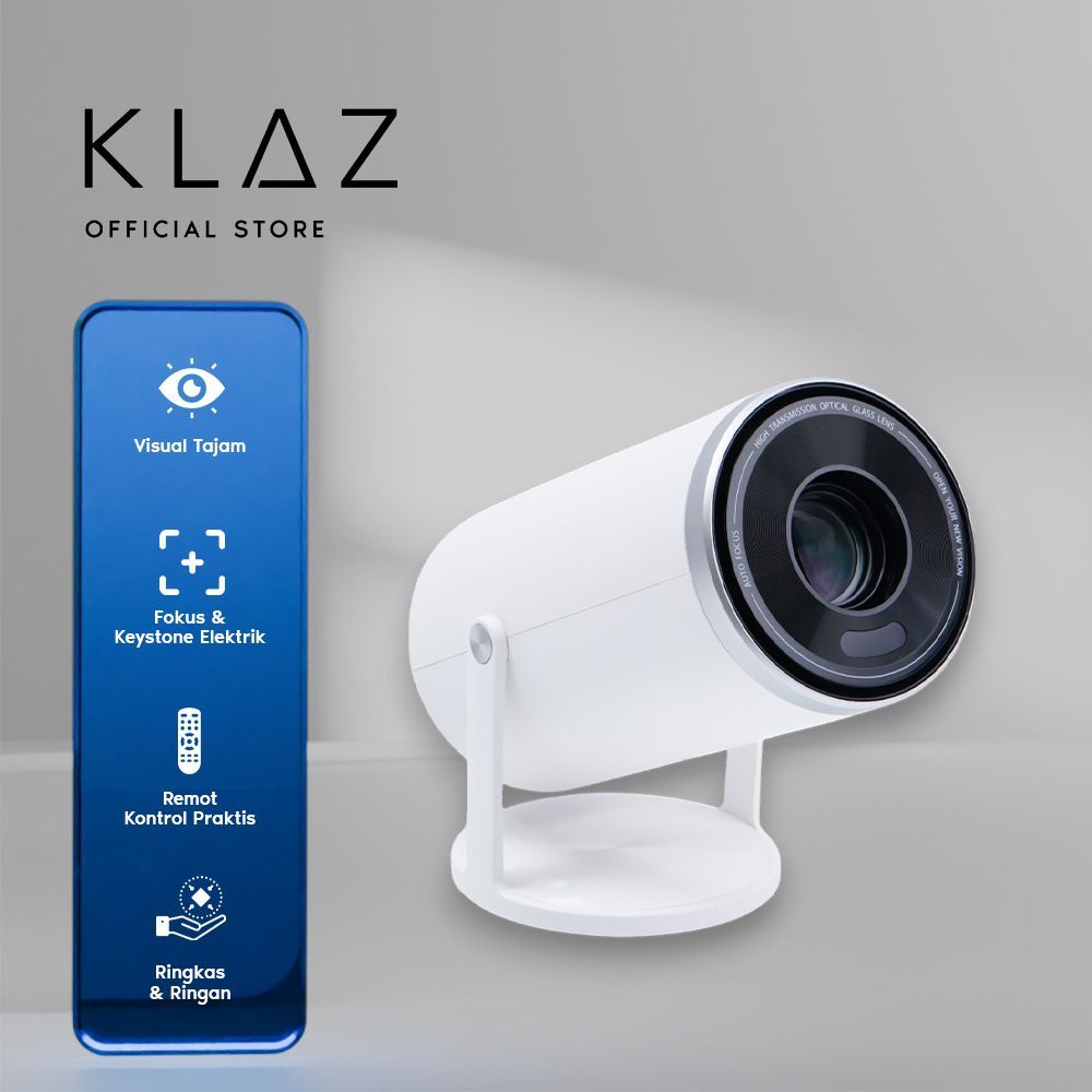 KLAZ Proyektor LED Android Version 720P B66 - White Alat Proyeksi Projektor Infokus Lcd Projector Pr