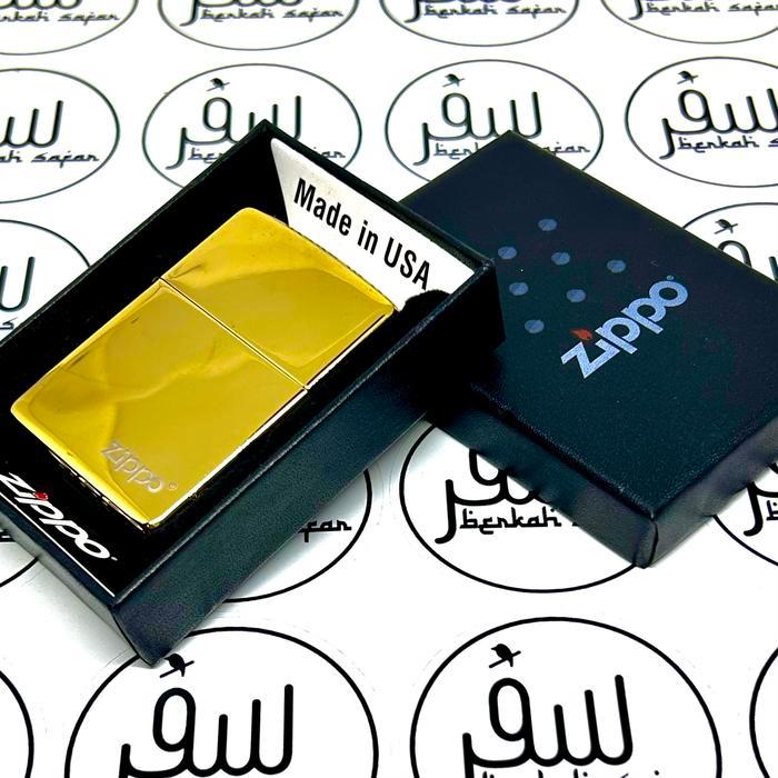Korek Zippo Gold Yellow High Polish Logo Icon Lighter Original