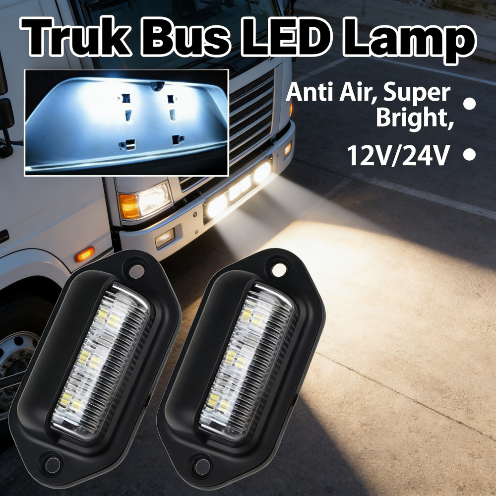 Plat Mobil Bis Truk Universal Motor Led Lampu 12-24 Volt Nyala Putih