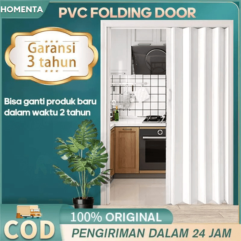 Pintu Lipat Pvc Folding Door pintu kamar mandi PVC Pintu Lipat Geser Tidak perlu pengeboran Mudah di