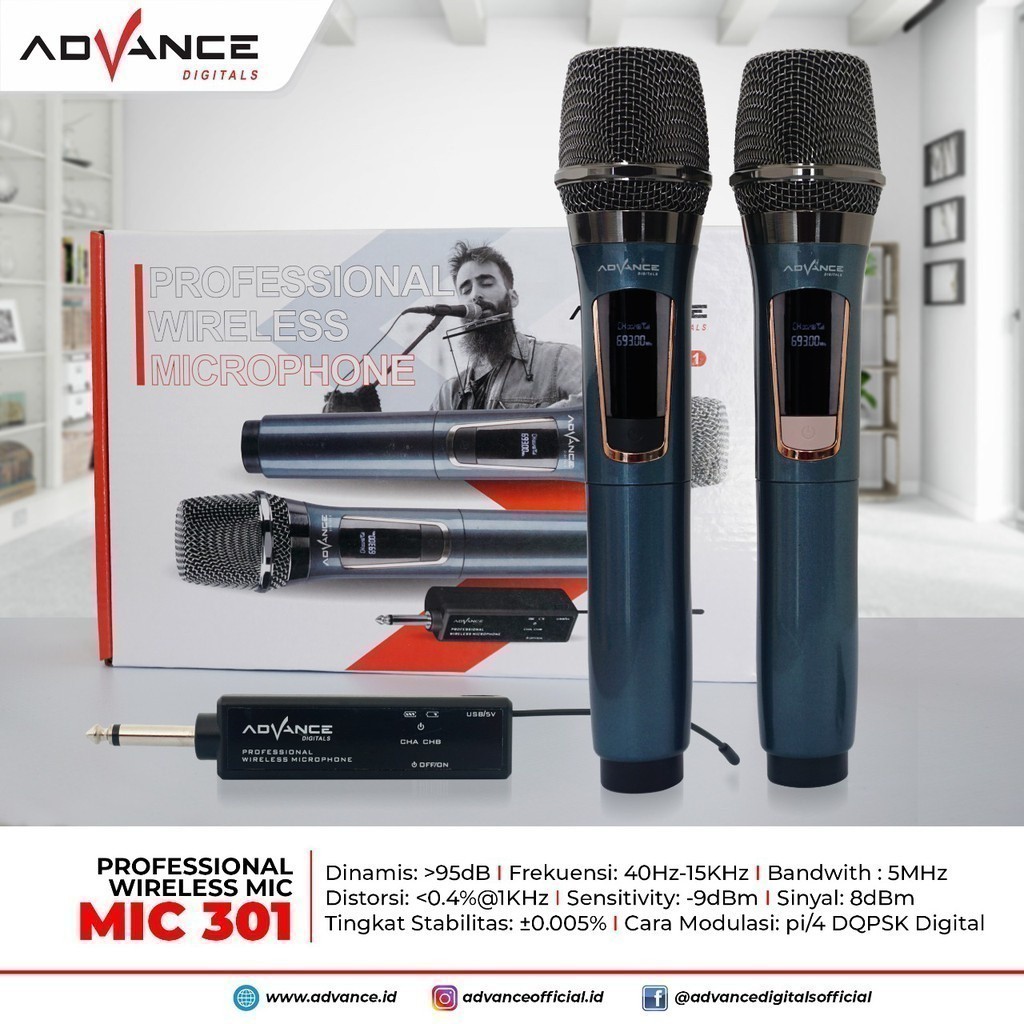 Mic Wireless 301 Advance / Mic Double Wireless / Mic 205 Advance full cas