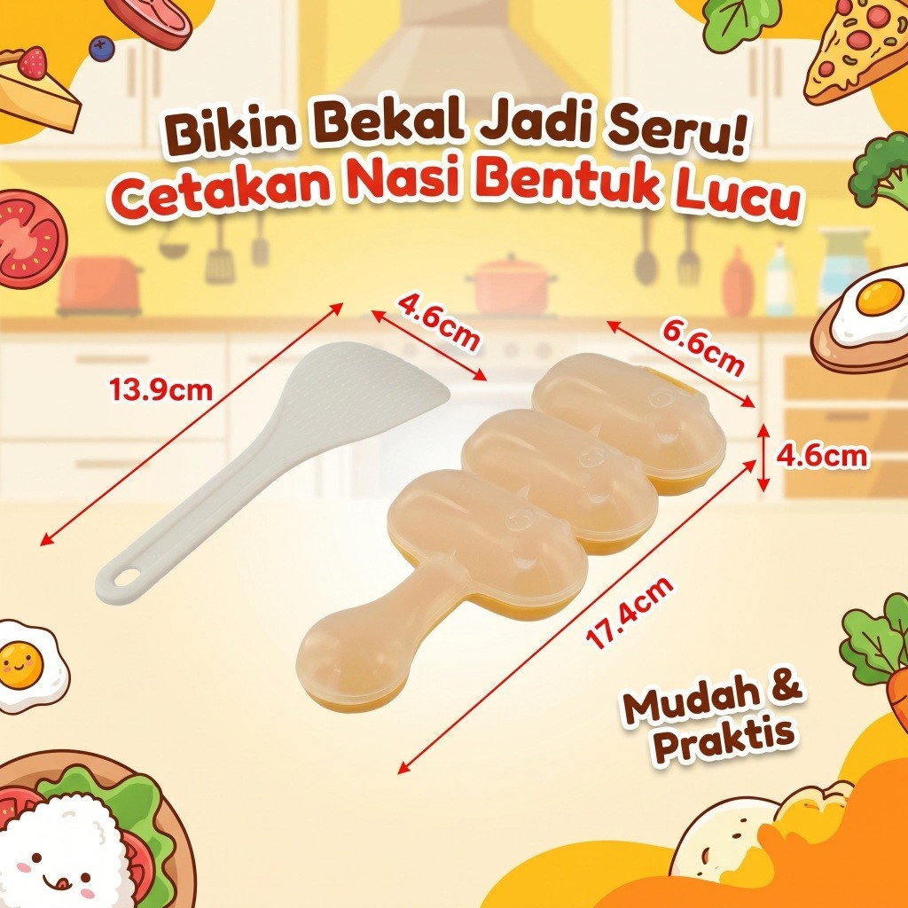 Cetakan Nasi Bola Bento Rice Ball Shaker Dengan Centong Anti Lengket Mold Maker Onigiri Sushi Maker 