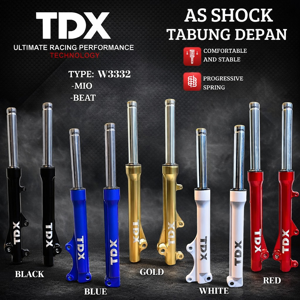 Shock Depan TDX Tabung Komplit (AS Shock) Cocok Mio, Mio J, Mio M3, Beat, Vario Racing Look Premium