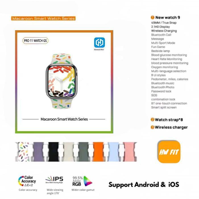 Smartwatch Pro T9 Paket Lengkap 8 Tali Jam Layar - Black Titanium