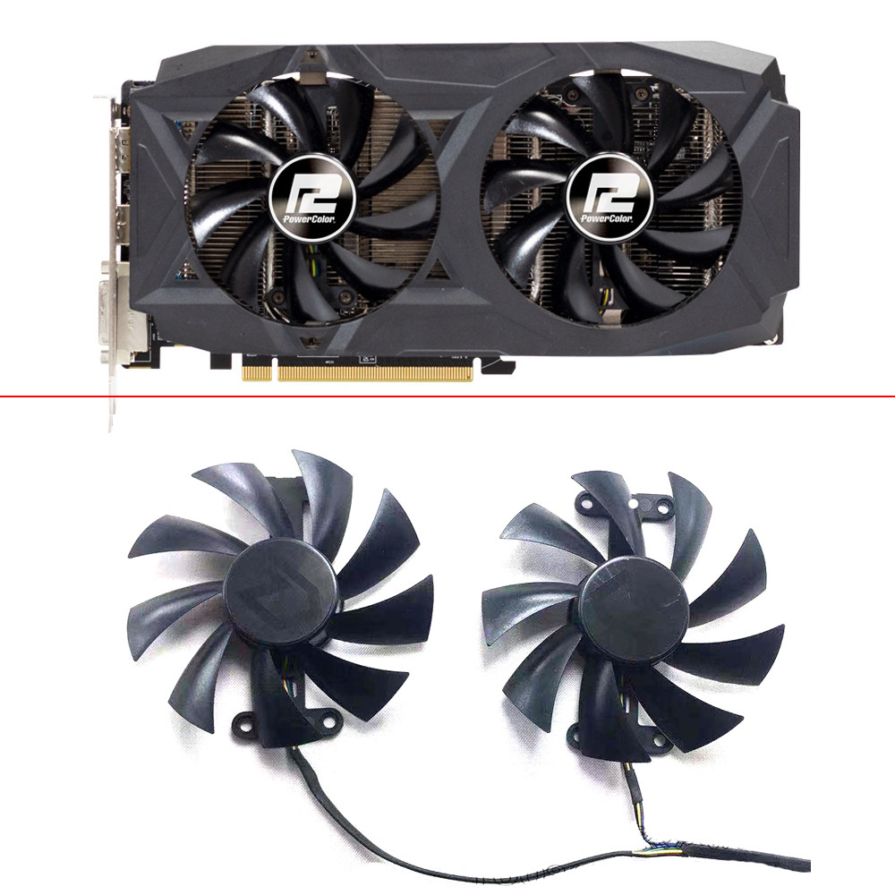 NEW 2PCS A09215B12H 85MM 4PIN Cooling Fan For Powercolor RX 580 Red Dragon 8GB Graphics Card Fan rea