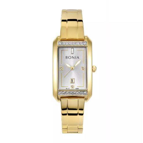 Jam tangan bonia wanita BNB10661 persegi panjang original gold mewah