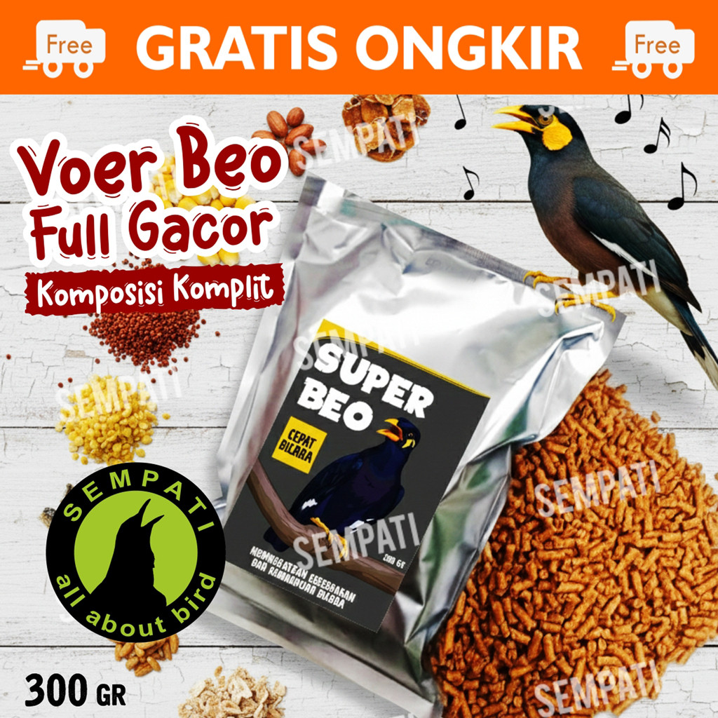 SEMPATI Pakan Super Beo Kristal Voer Pur Pakan Khusus Burung Beo Cepat Bicara Voor Pellet Makanan Ha