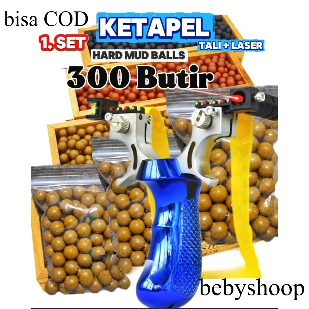 Ketapel Burung 1Set Lengkap Tali dan Laser Plus 300 Butir Peluru Bisa Cod