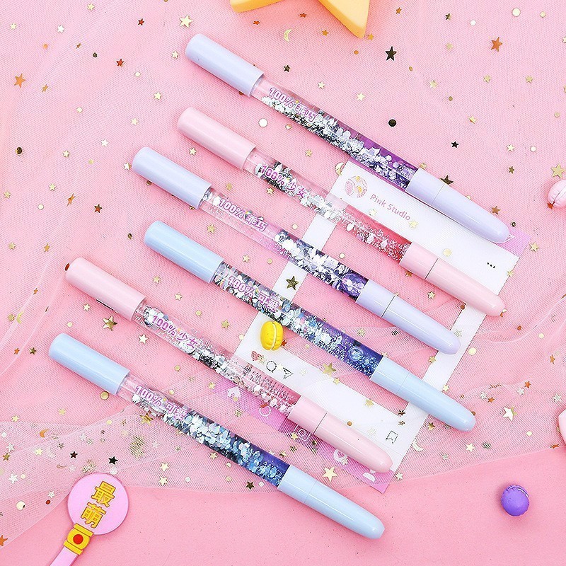 PULPEN GLITTER LIPSTIK / PULPEN GEL GLITTER MURAH / LUCU IMUT / BOLPEN GEL KARAKTER