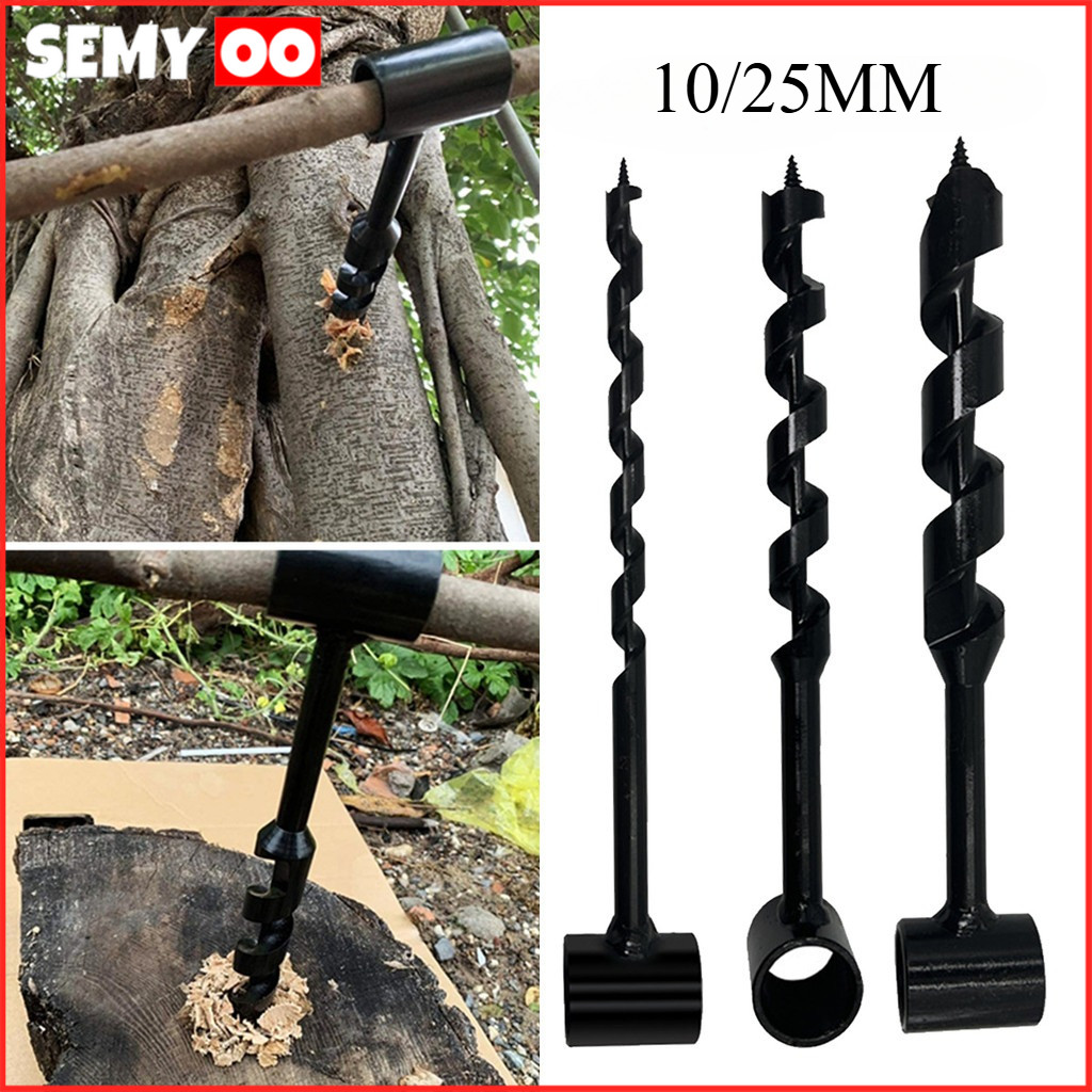 SEMYOO Bor Manual Tangan Kayu 26cm Bor Manual Tangan 10/25mm Bor Manual Kayu Mata Bor Kayu Manual