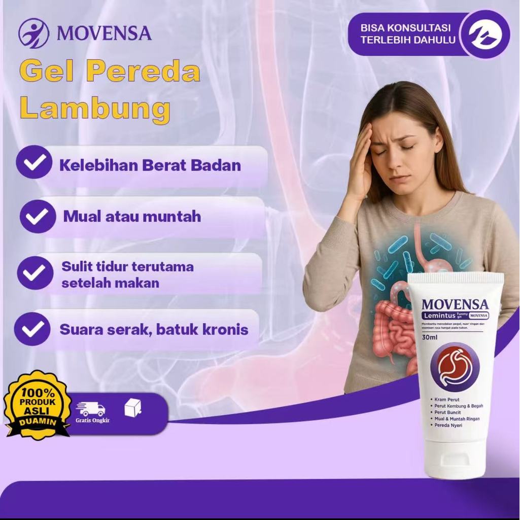 Movensa Herbal Soothing Gel Cream Original Krim Aman Atasi Nyeri Perut dan Gangguan Lambung