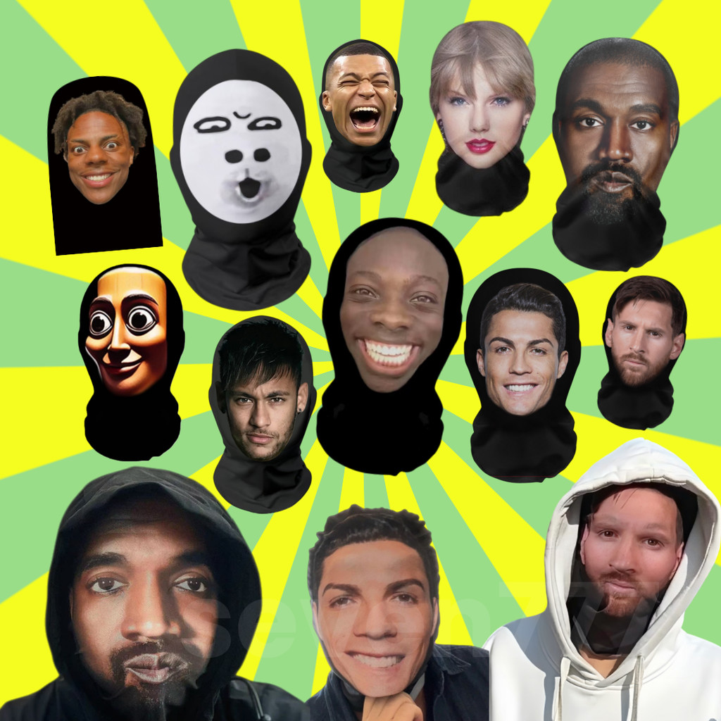 Topeng Ugly Face Lucu/Masker Motor Pelindung Sinar/Masker Ekspresi Wajah Abstrak Unik & Kreatif/Buff